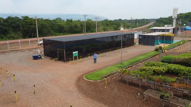 Vista aérea do canteiro